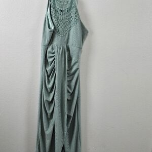 Halter Tie Criss Cross Front Knit Jacquard Textured Slit Dress Casual Hollow-out